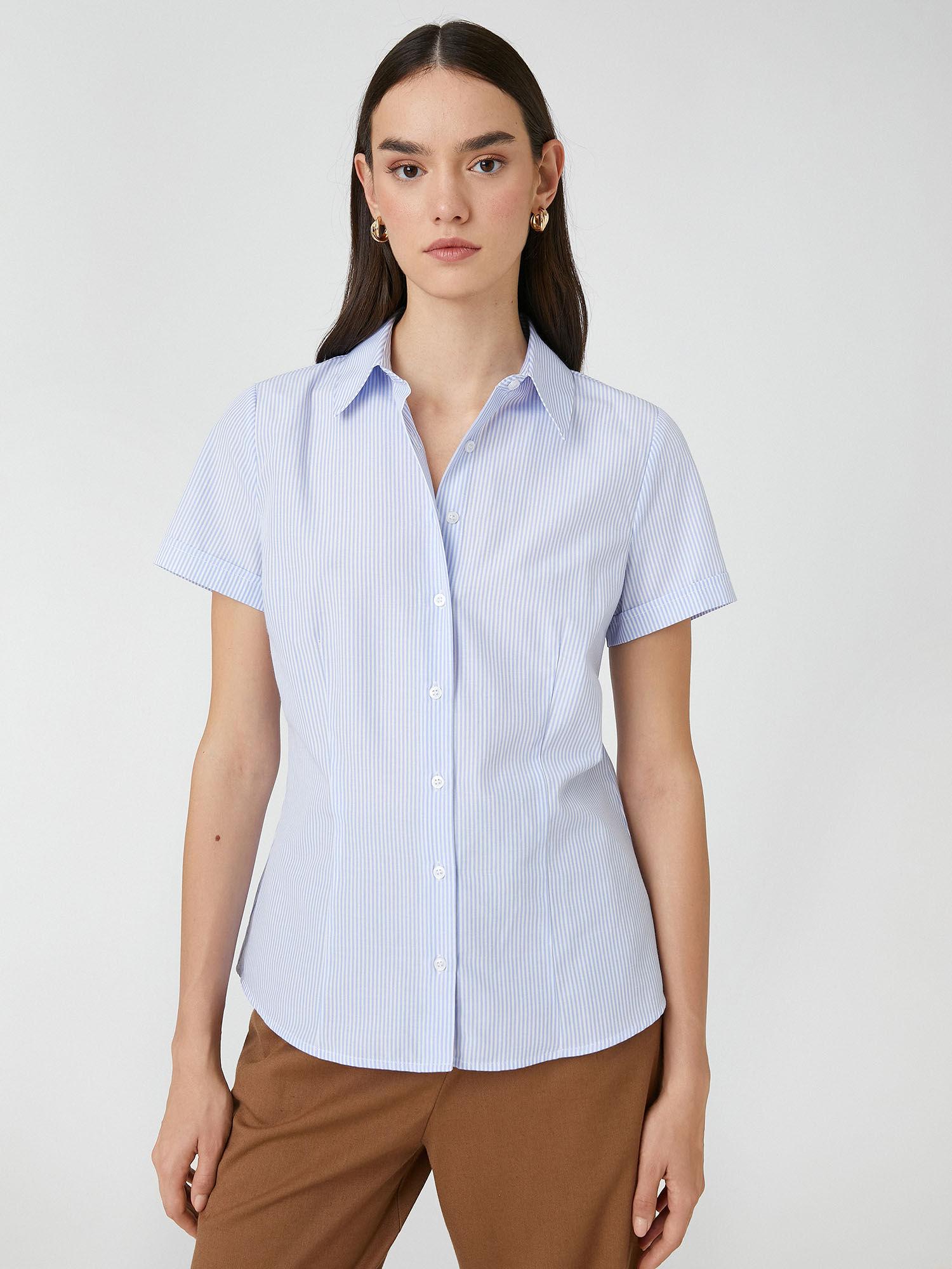 women blue stripes normal shirt