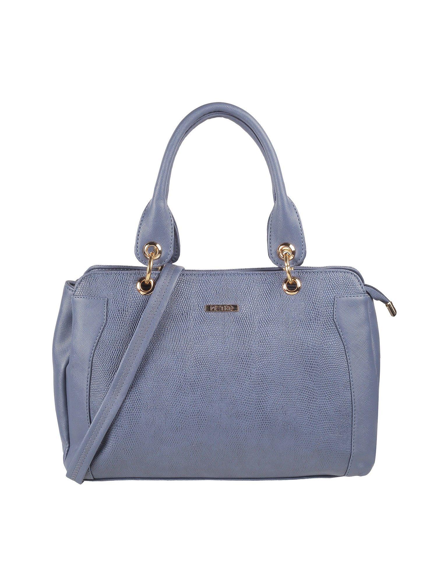 women blue synthetic satchel bag