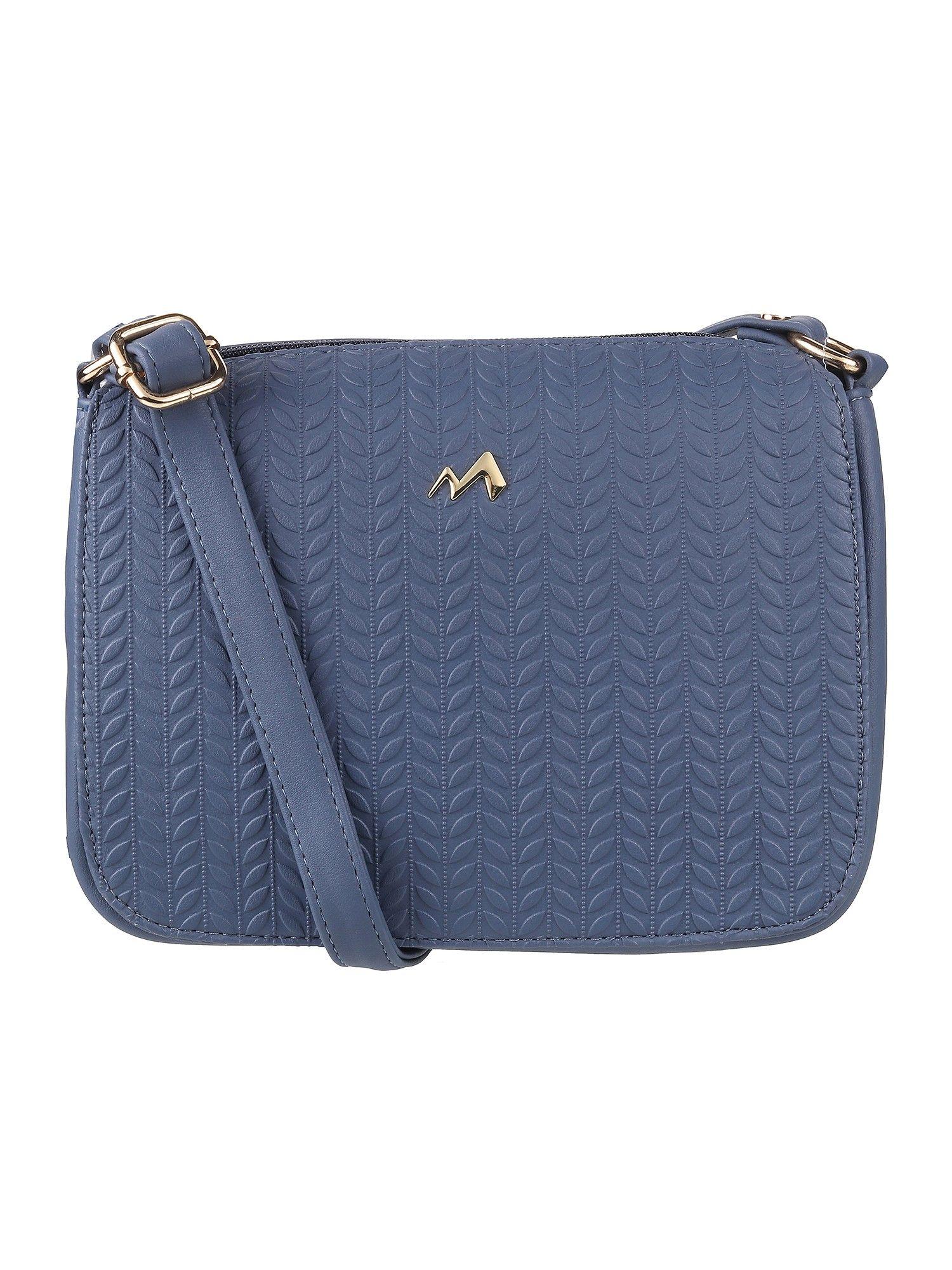 women blue synthetic sling and cross bag