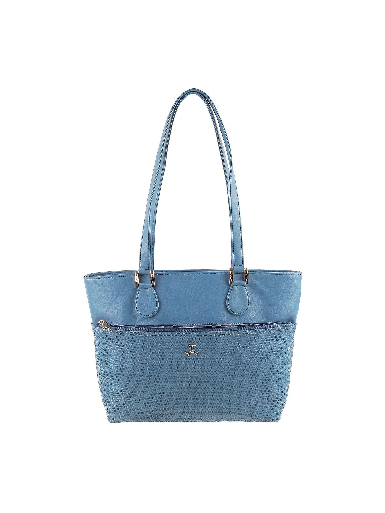 women blue synthetic tote bag