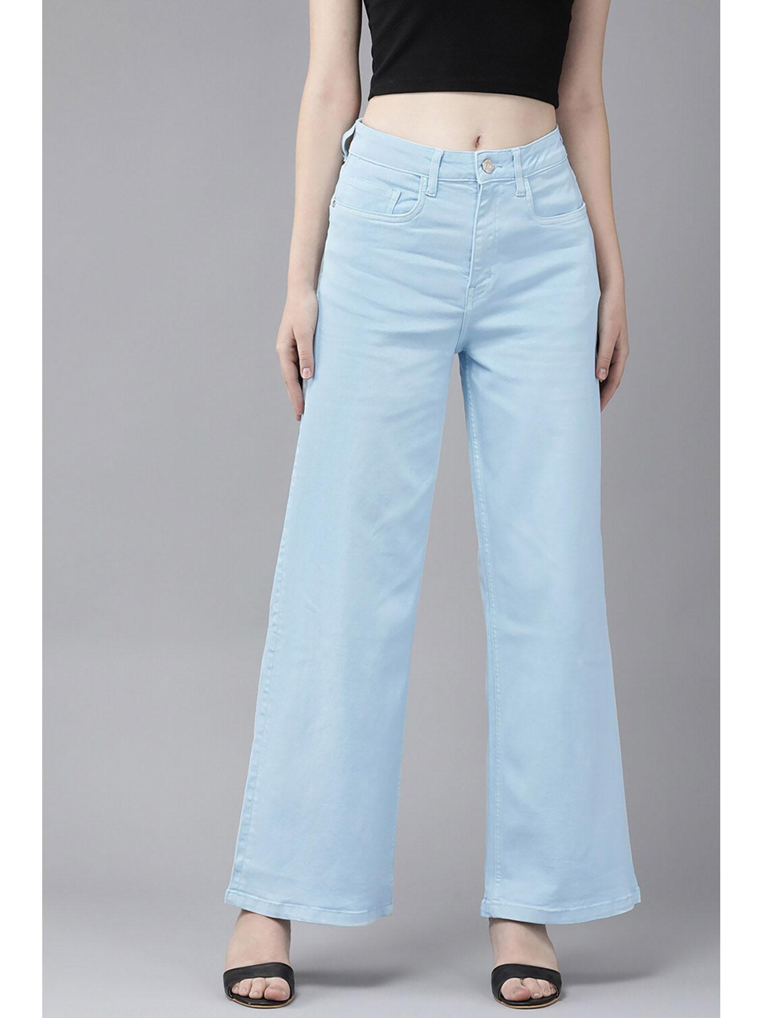 women blue wash regular fit jeans