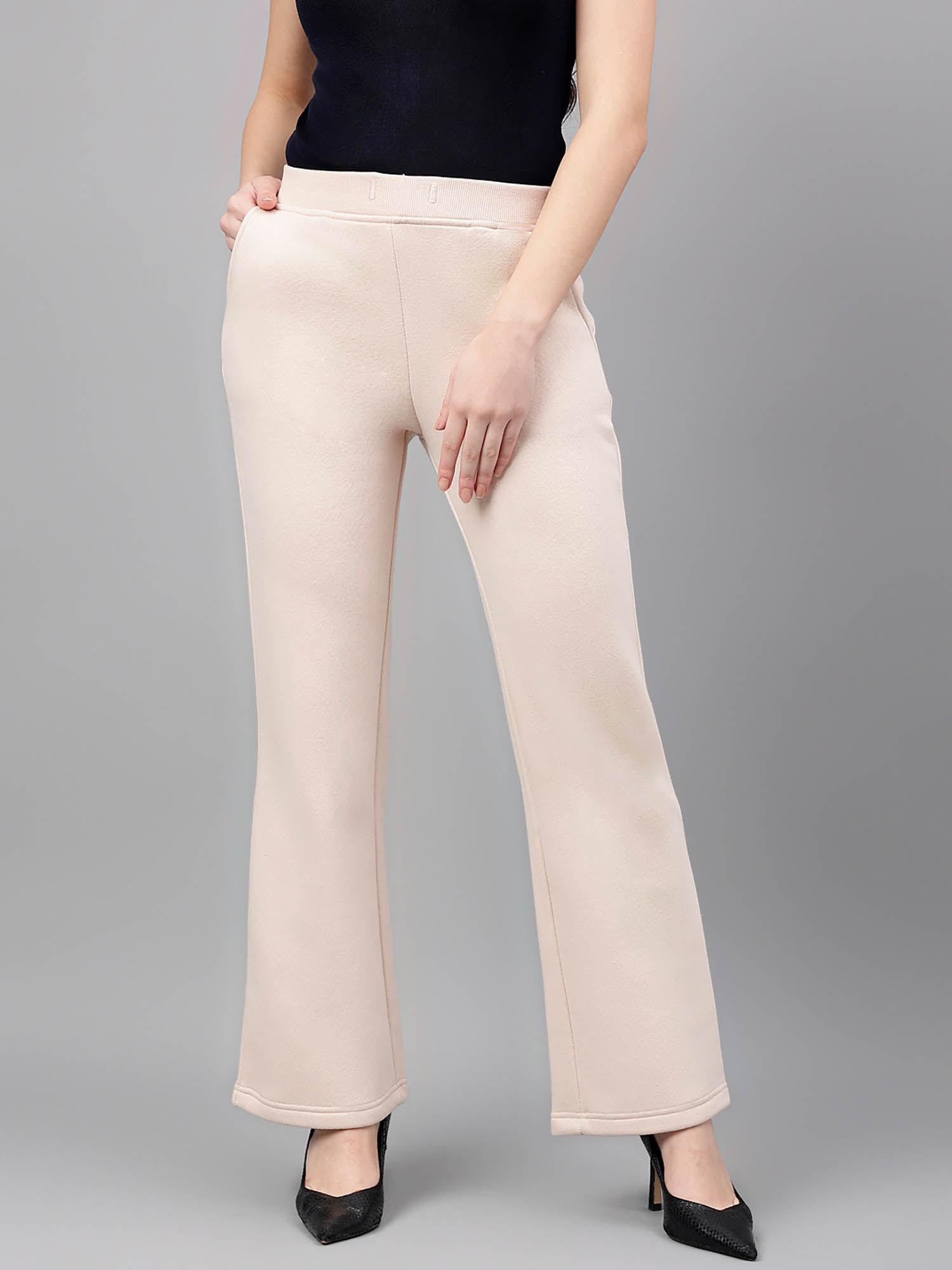 women blush cream comfort high-rise wide leg trouser