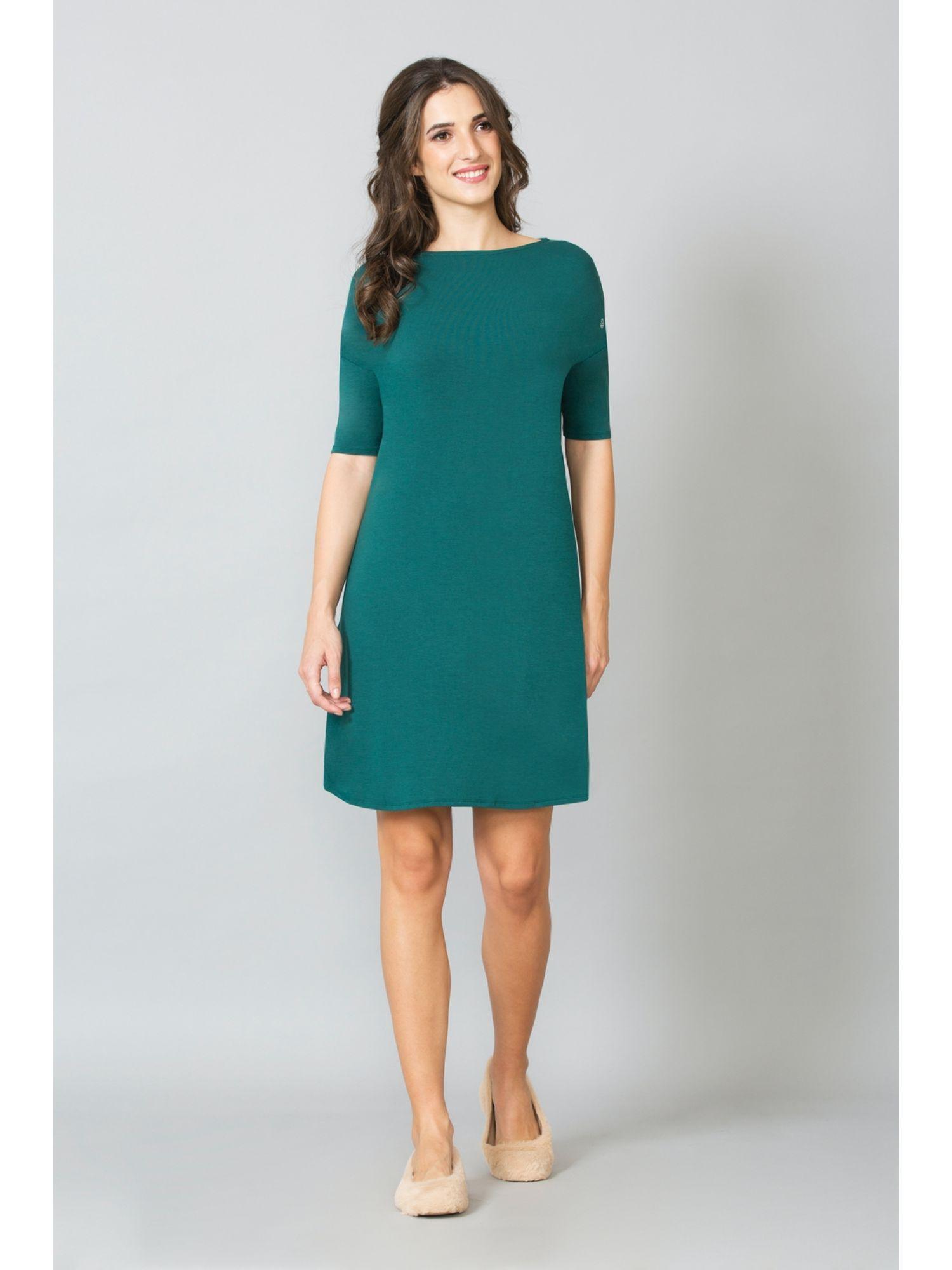 women boat neck & ultra soft lounge tunic - green