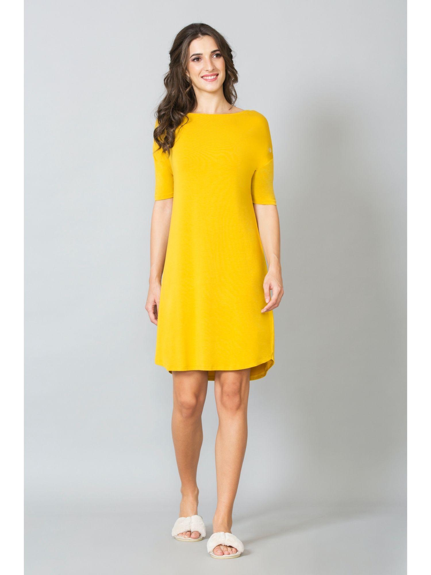 women boat neck & ultra soft lounge tunic - yellow