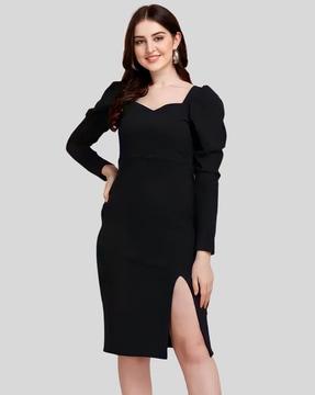 women bodycon dress with front-slit