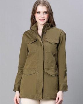 women bomber jacket with flap pockets