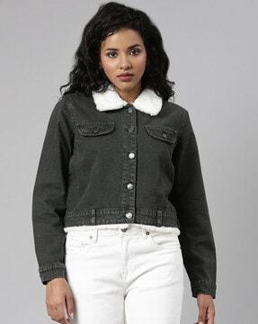 women bomber jacket with flap pockets