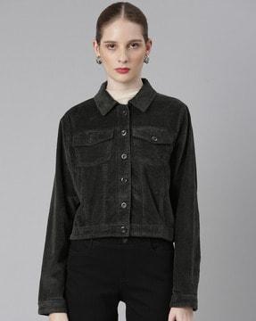 women bomber jacket with flap pockets