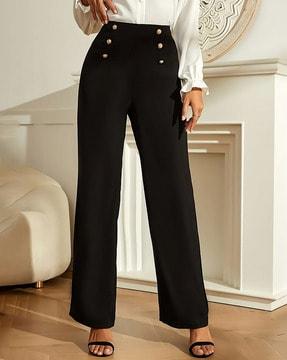 women boot fit flat-front pants