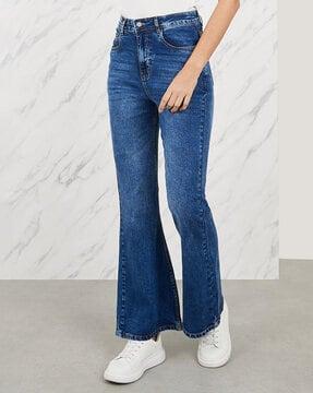 women bootcut high-rise light fade denim jeans