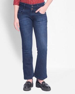 women bootcut jeans with 5-pocket styling