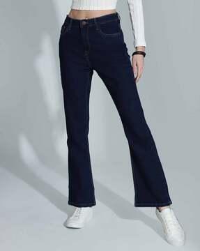 women bootcut jeans with 5-pocket styling