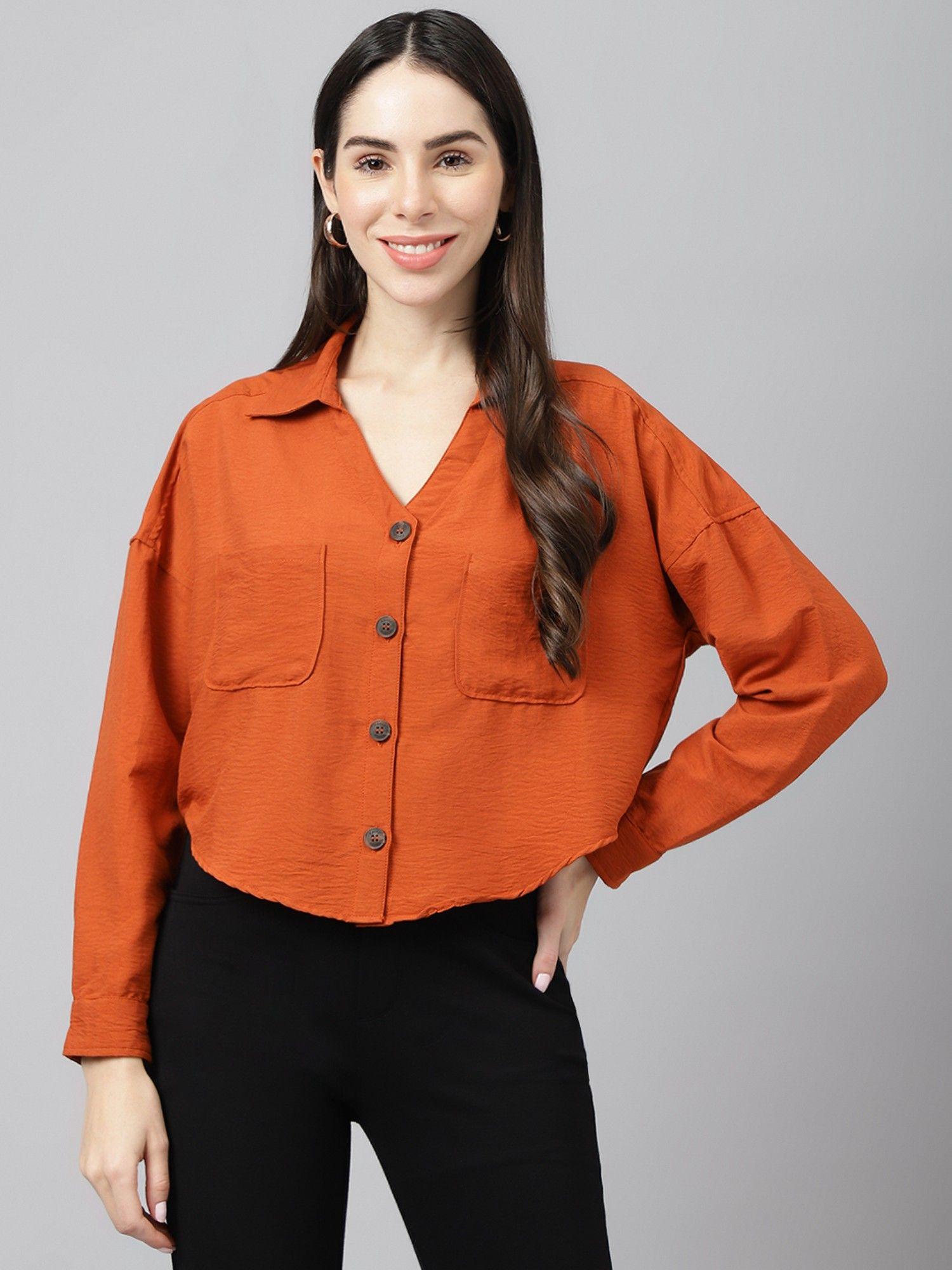 women boxy casual shirt -orange