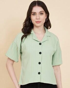 women boxy fit shirt with cutaway neck