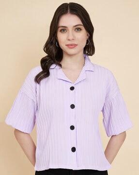 women boxy fit shirt with cutaway neck