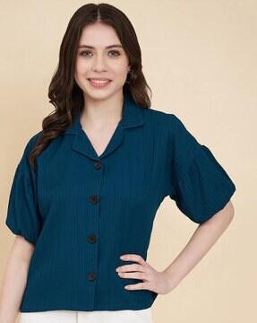 women boxy fit shirt with cutaway neck