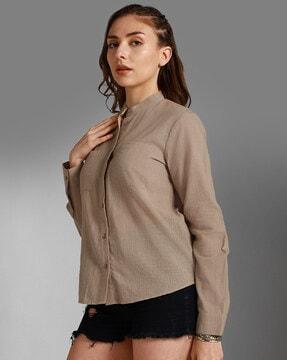 women boxy fit shirt with patch pocket