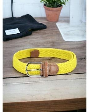 women braided belt with tang-buckle closure