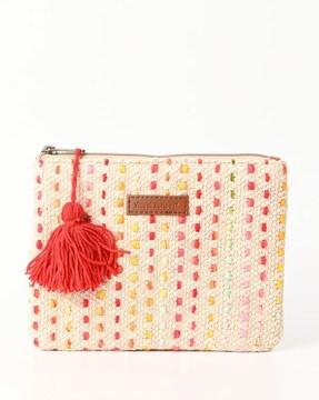 women braided clutch with zip-closure