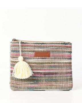 women braided clutch with zip-closure