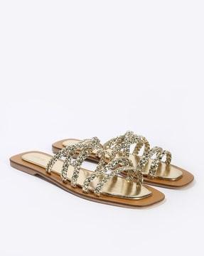 women braided flat sandals