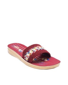 women braided slip-on sandals