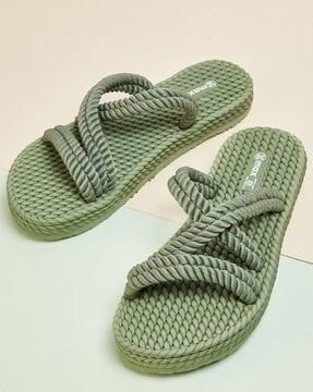 women braided slip-on slides