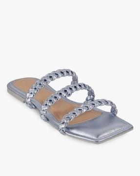 women braided strap flat sandals