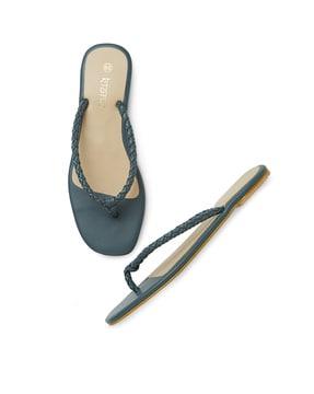 women braided strap slip-on flat sandals