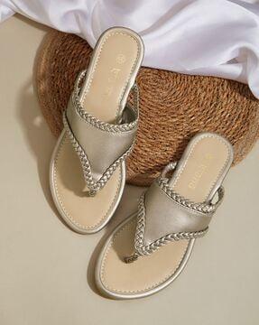 women braided strap slip-on flat sandals