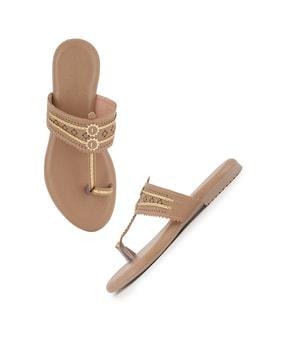 women braided toe-ring flat sandals