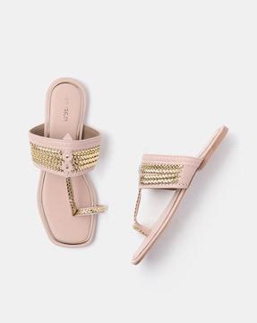 women braided toe-ring sandals