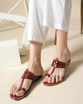 women braided toe-ring sandals