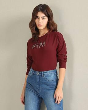 women brand embellished relaxed fit round-neck t-shirt