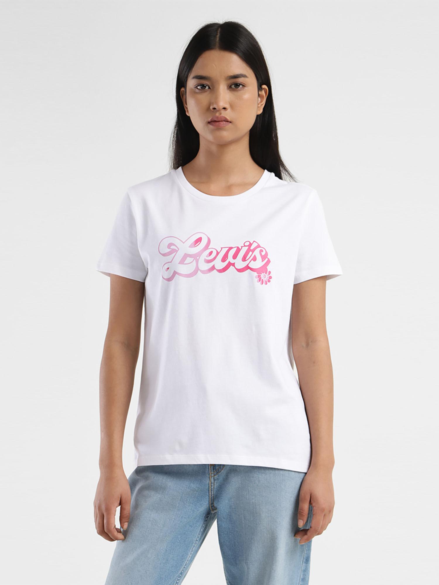 women brand logo round neck t-shirt