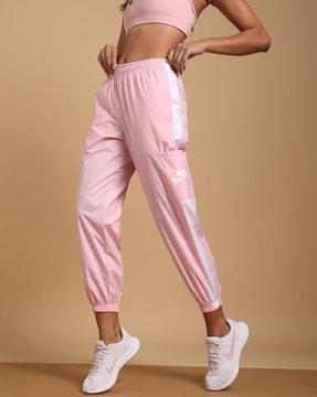 women brand print joggers with elasticated waist