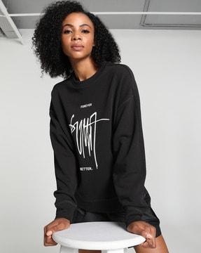 women brand print loose fit sweatshirt