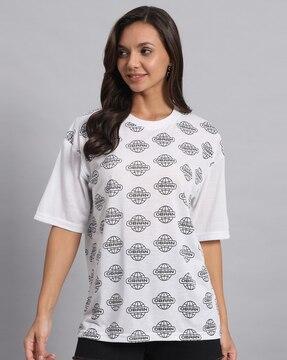 women brand print oversized round-neck t-shirt