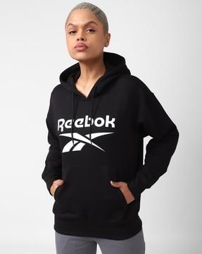 women brand print regular fit hoodie