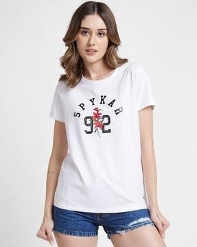 women brand print round-neck t-shirt