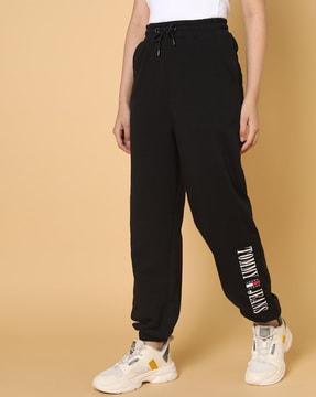 women brand print sweatpants with slip pockets