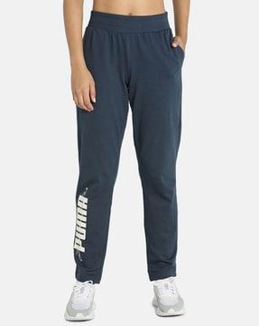 women brand print track pants with insert pockets