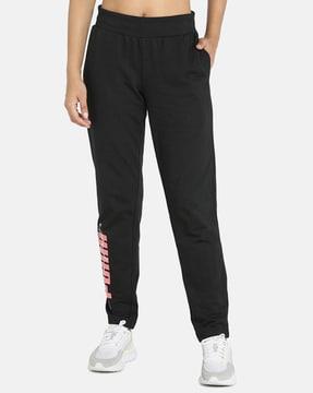 women brand print track pants with insert pockets