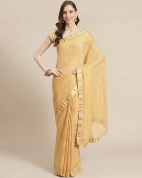 women brasso saree with lace border