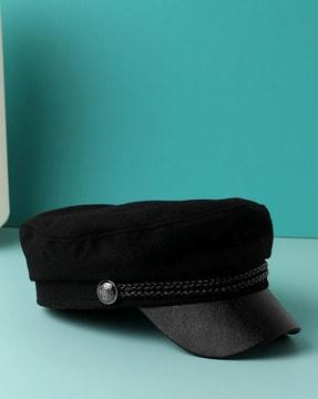 women breton cap with metal accent