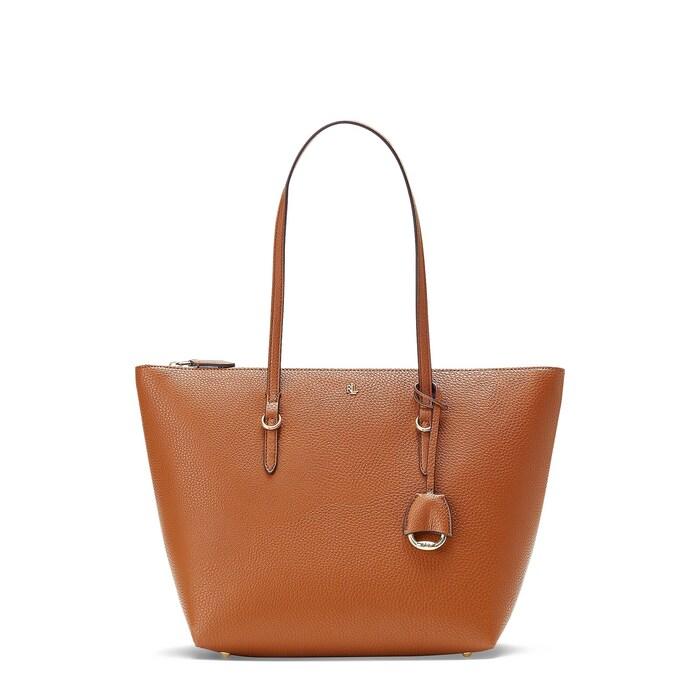 women brown faux-leather small tote