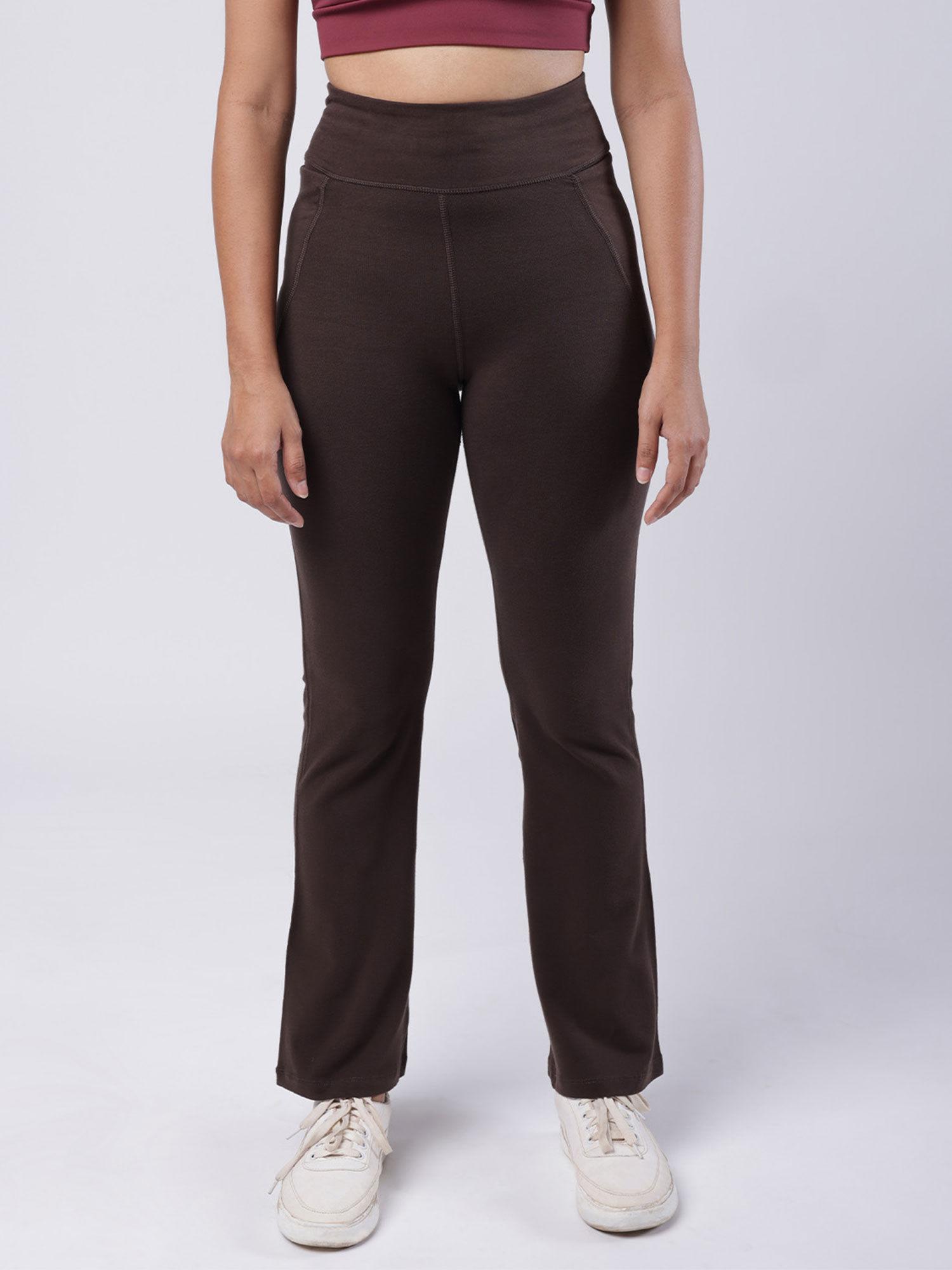 women brown groove - in cotton sweatpants regular