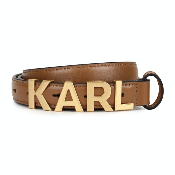 women brown karl buckle leather belt