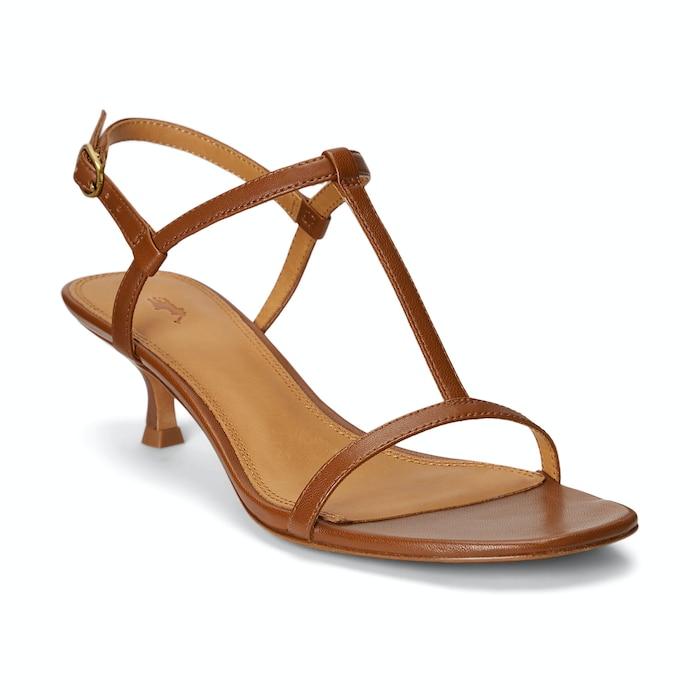 women brown lambskin kitten-heel sandal