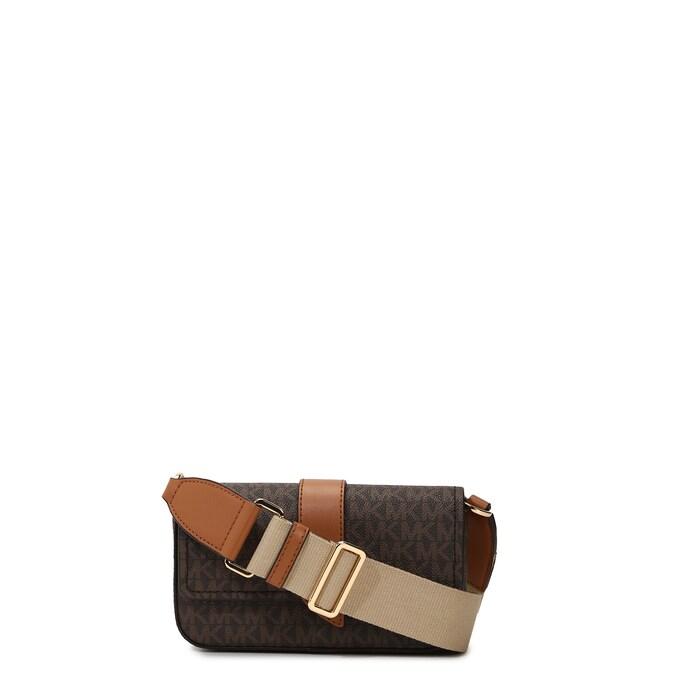 women brown mk logo small crossbody bag